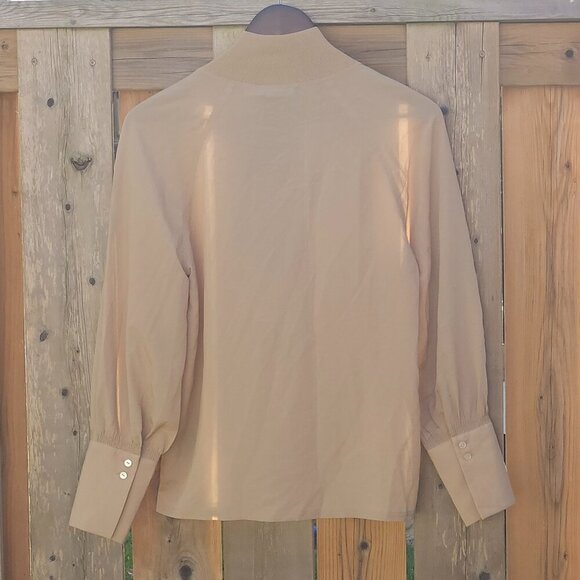 LOVELY CLUB Monaco Rib Neck Blouse TAN Women's XS Extra Small BNWT Long Sleeve - Picture 8 of 9